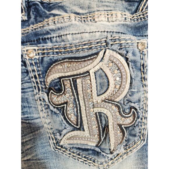 Rock Revival Eilish Boot Jeans Womens 33 (Act 36 X 31) Blue Mid Rise - Picture 8 of 16
